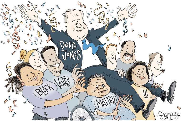 Political/Editorial Cartoon by Signe Wilkinson, Philadelphia Daily News on Moore Refuses to Concede