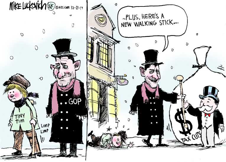 Political/Editorial Cartoon by Mike Luckovich, Atlanta Journal-Constitution on Ryan’s Dream Comes True