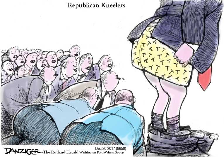 Political/Editorial Cartoon by Jeff Danziger on Trump Watches TV
