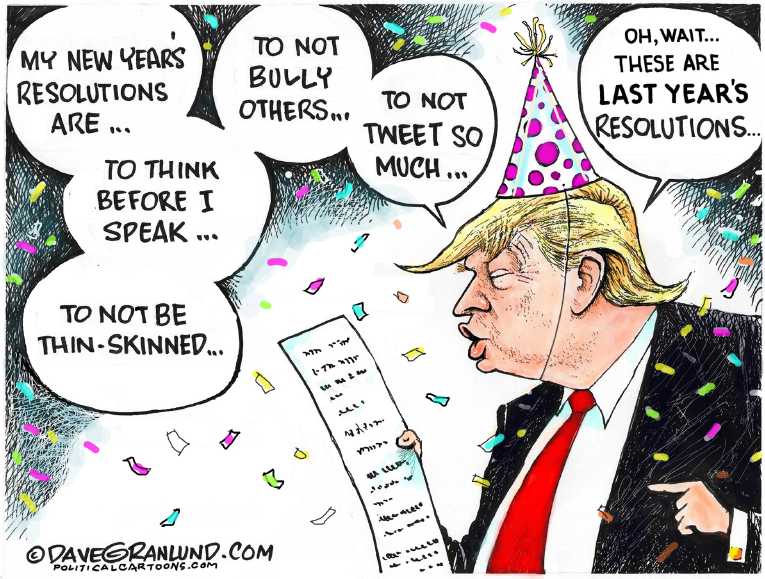Political/Editorial Cartoon by Dave Granlund on Trump Watches TV