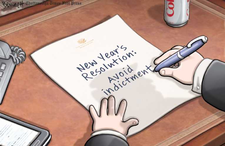 Political/Editorial Cartoon by Clay Bennett, Chattanooga Times Free Press on Presidents Pressures DOJ