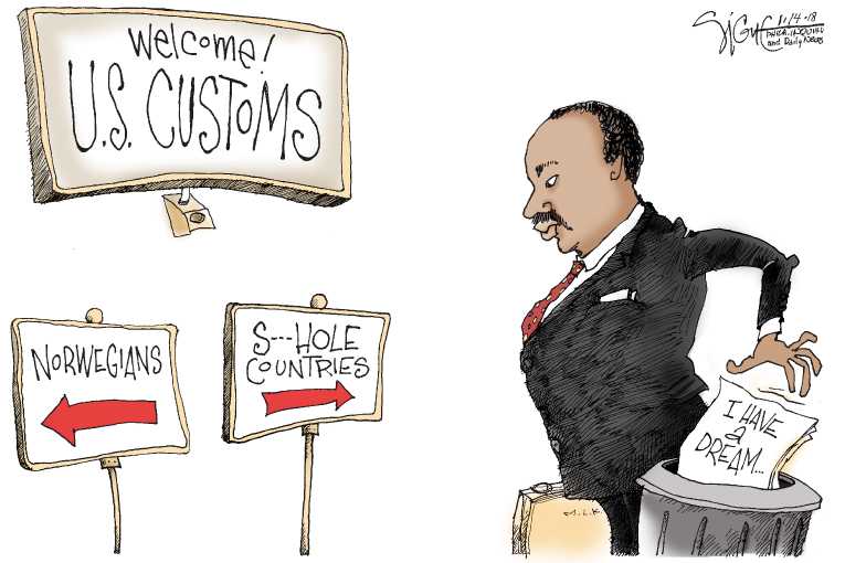 Political/Editorial Cartoon by Signe Wilkinson, Philadelphia Daily News on Martin Luther King Jr. “Honored”