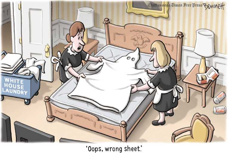 Political/Editorial Cartoon by Clay Bennett, Chattanooga Times Free Press on President Denies Racism Charges
