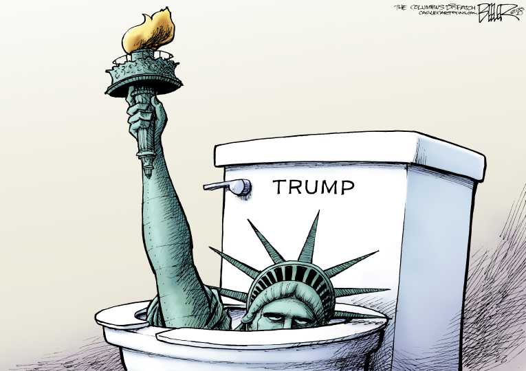 Political/Editorial Cartoon by Nate Beeler, Washington Examiner on Shitstorm Impedes DACA Solution