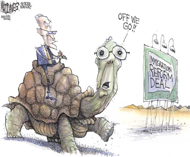 Political/Editorial Cartoon by Matt Davies, Journal News on Government Shuts Down, Reopens