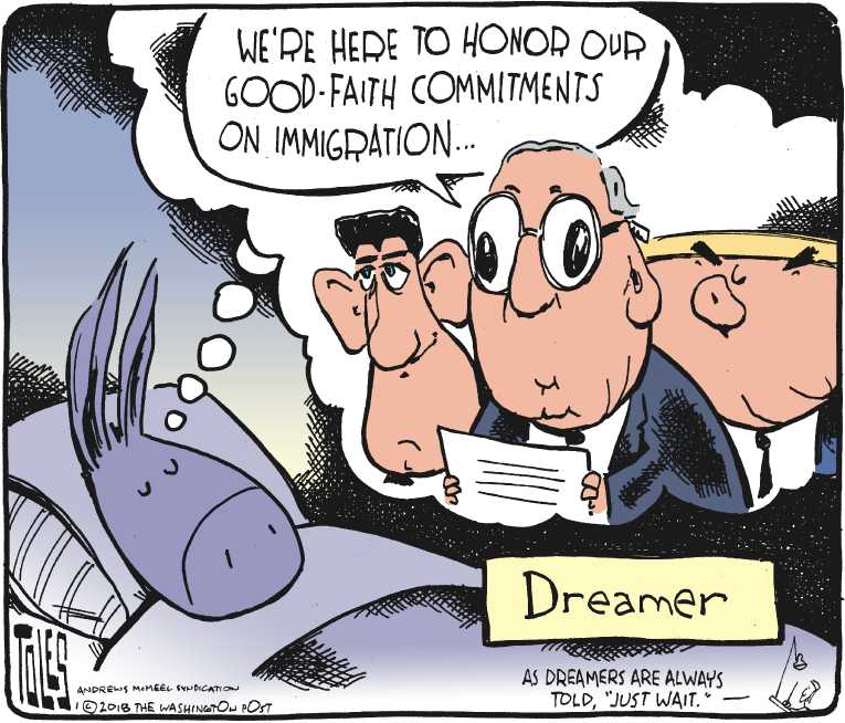 Political/Editorial Cartoon by Tom Toles, Washington Post on Government Shuts Down, Reopens
