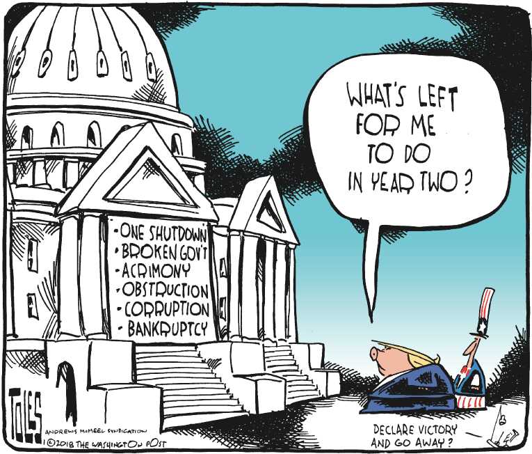 Political/Editorial Cartoon by Tom Toles, Washington Post on President Says He’s Doing Great