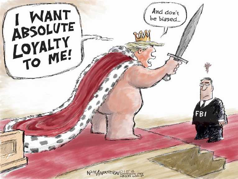 Political/Editorial Cartoon by Nick Anderson, Houston Chronicle on Mueller Crosses the Line