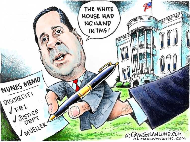 Political/Editorial Cartoon by Dave Granlund on Nunes Memo Released
