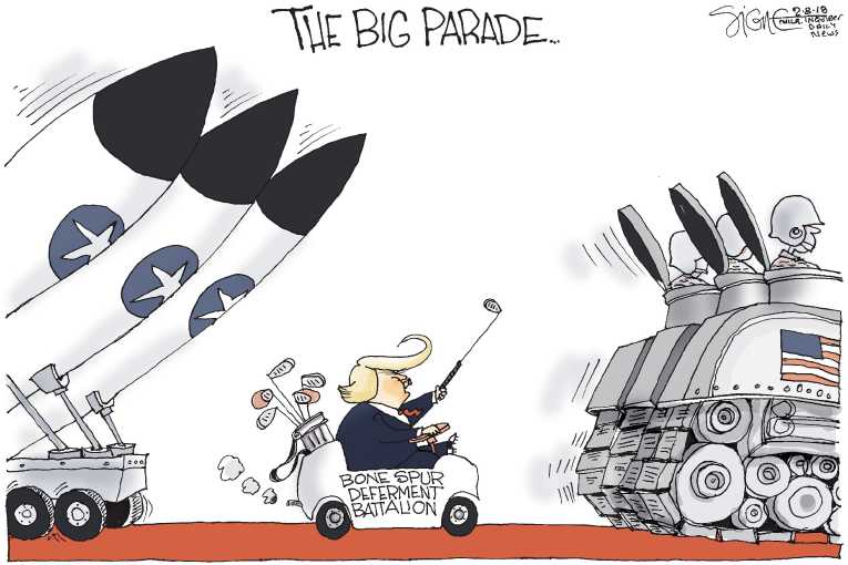 Political/Editorial Cartoon by Signe Wilkinson, Philadelphia Daily News on President Issues Demand