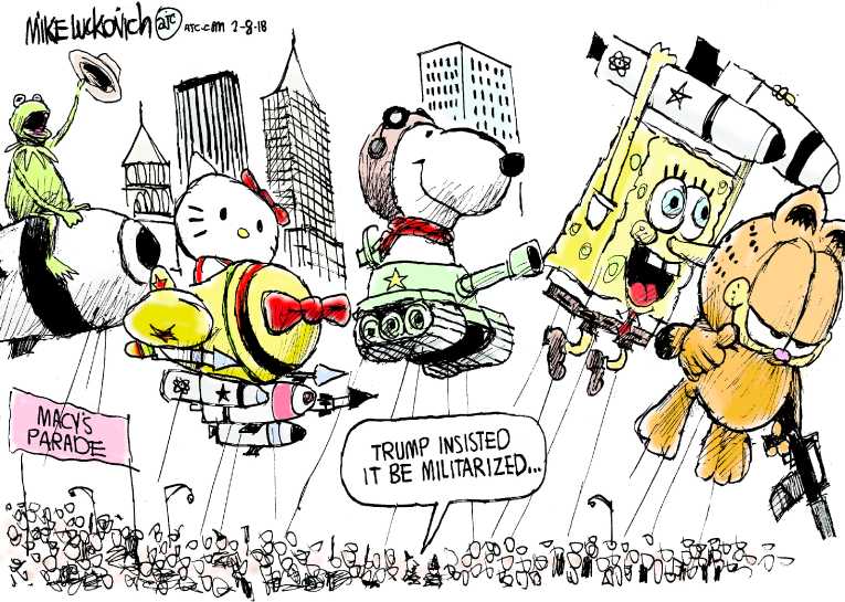 Political/Editorial Cartoon by Mike Luckovich, Atlanta Journal-Constitution on President Issues Demand