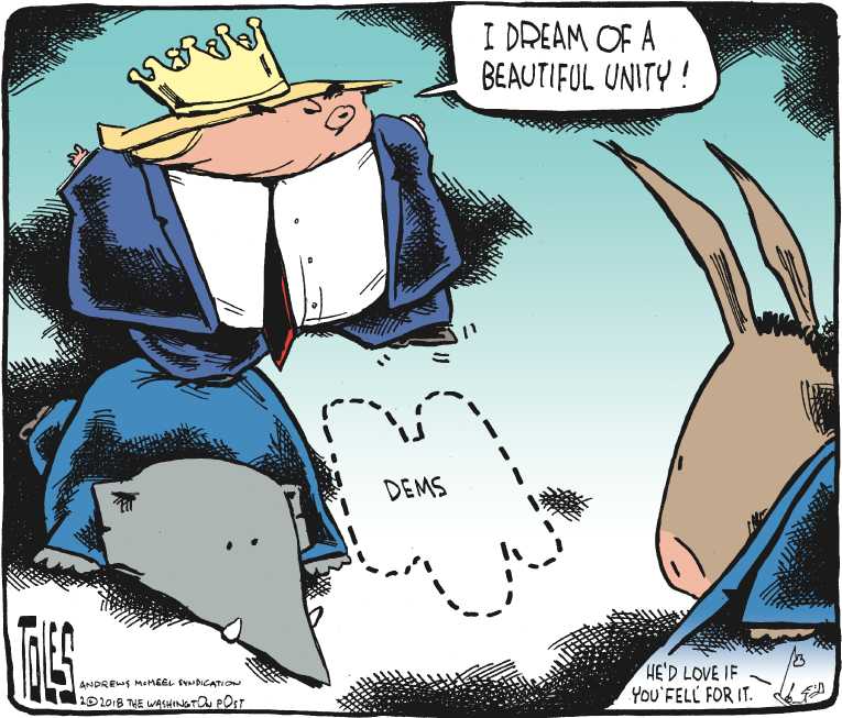 Political/Editorial Cartoon by Tom Toles, Washington Post on President Inspiring Almost Everyone