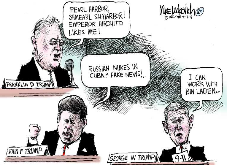 Political/Editorial Cartoon by Mike Luckovich, Atlanta Journal-Constitution on Trump Poll Numbers Rise