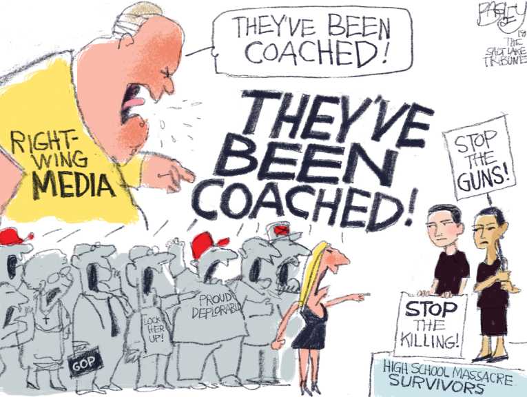 Political/Editorial Cartoon by Pat Bagley, Salt Lake Tribune on School Shooter Kills 17