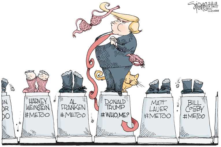 Political/Editorial Cartoon by Signe Wilkinson, Philadelphia Daily News on Porn Star Sues Trump