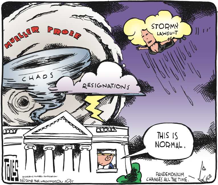 Political/Editorial Cartoon by Tom Toles, Washington Post on President Hits His Stride