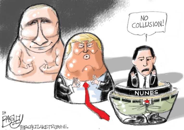 Political/Editorial Cartoon by Pat Bagley, Salt Lake Tribune on Trump Defense Taking Shape