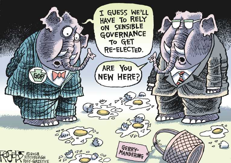 Political/Editorial Cartoon by Rob Rogers, The Pittsburgh Post-Gazette on Dem Wins in Trump Country