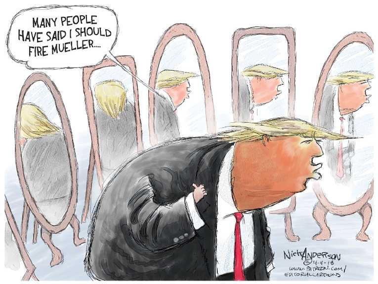Political/Editorial Cartoon by Nick Anderson, Houston Chronicle on President May Fire Mueller