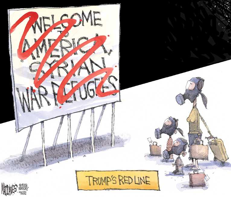 Political/Editorial Cartoon by Matt Davies, Journal News on US Bombs Syria