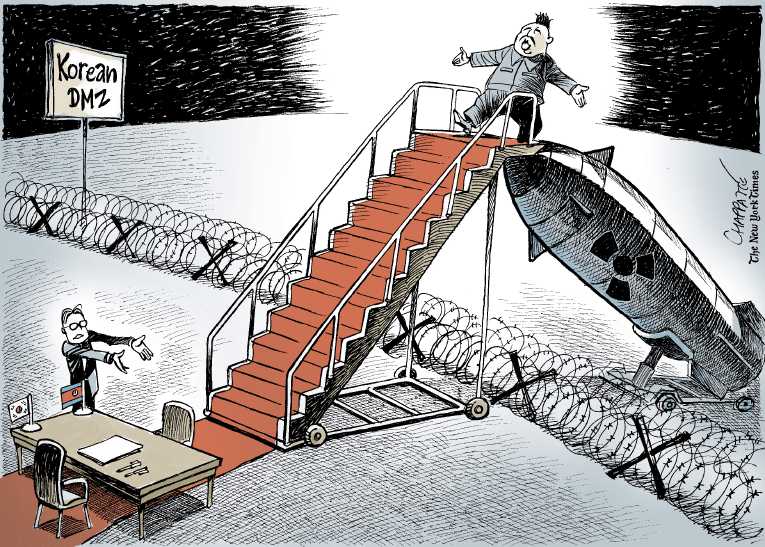 Political/Editorial Cartoon by Patrick Chappatte, International Herald Tribune on War to End?
