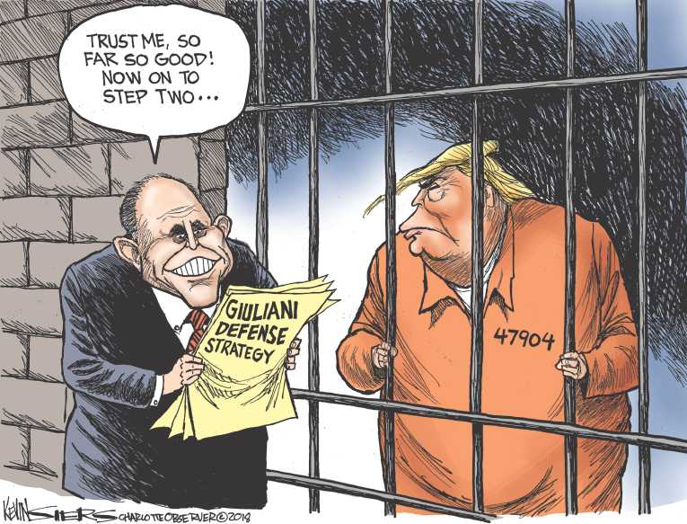 Political/Editorial Cartoon by Kevin Siers, Charlotte Observer on Giuliani Comes Out Swinging
