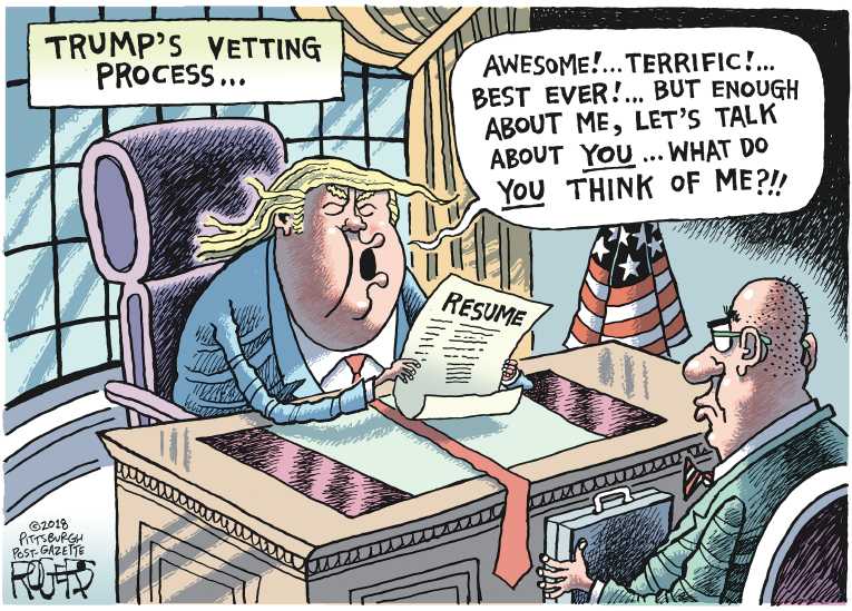 Political/Editorial Cartoon by Rob Rogers, The Pittsburgh Post-Gazette on Trump Denies Affair