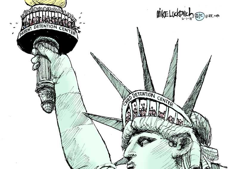 Political/Editorial Cartoon by Mike Luckovich, Atlanta Journal-Constitution on Homeland Security Tightening