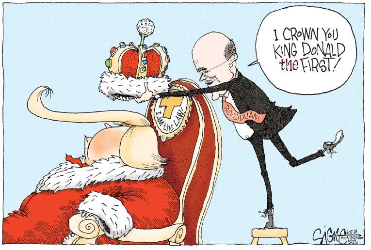 Political/Editorial Cartoon by Signe Wilkinson, Philadelphia Daily News on Legal Team Stakes Out Defense