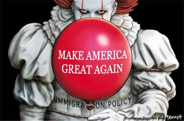 Political/Editorial Cartoon by Clay Bennett, Chattanooga Times Free Press on Trump Cracks Down