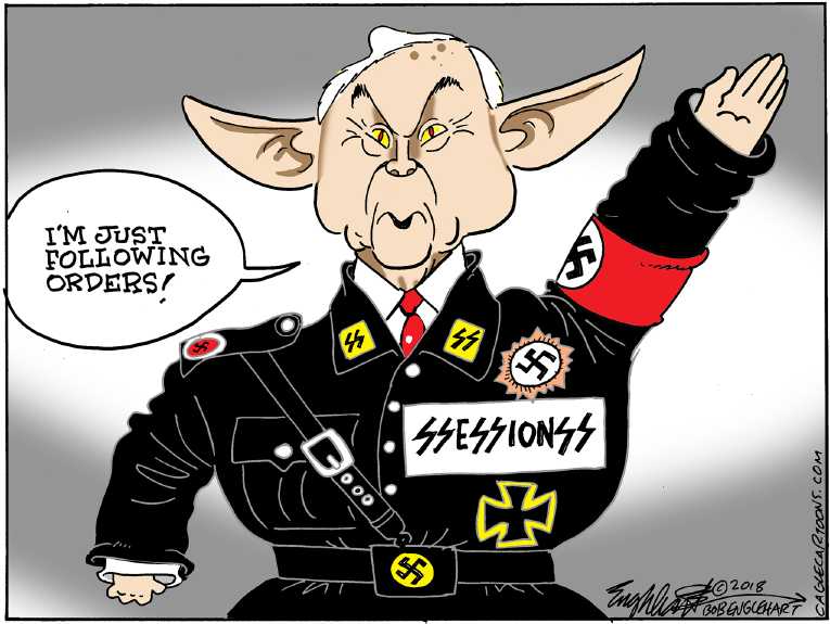 Political/Editorial Cartoon by Bob Englehart, Hartford Courant on Sessions: “This Is Law & Order”