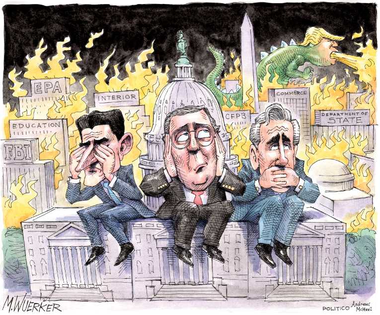Political/Editorial Cartoon by Matt Wuerker, Politico on Party Surrender Completed