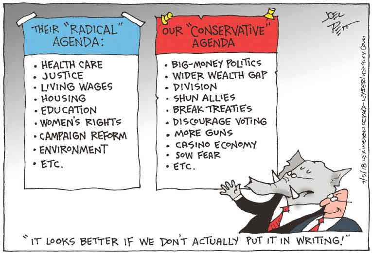 Political/Editorial Cartoon by Joel Pett, Lexington Herald-Leader, CWS/CartoonArts Intl. on GOP Submits to Trump