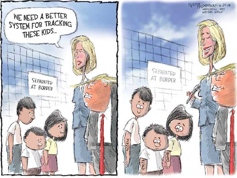 Political/Editorial Cartoon by Nick Anderson, Houston Chronicle on Immigration Crackdown Escalates