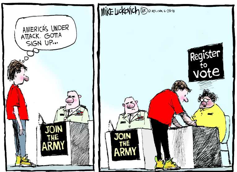 Political/Editorial Cartoon by Mike Luckovich, Atlanta Journal-Constitution on In Other News