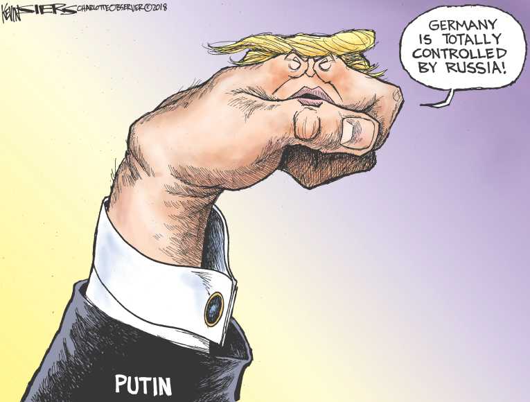 Political/Editorial Cartoon by Kevin Siers, Charlotte Observer on Trump Bashes Allies