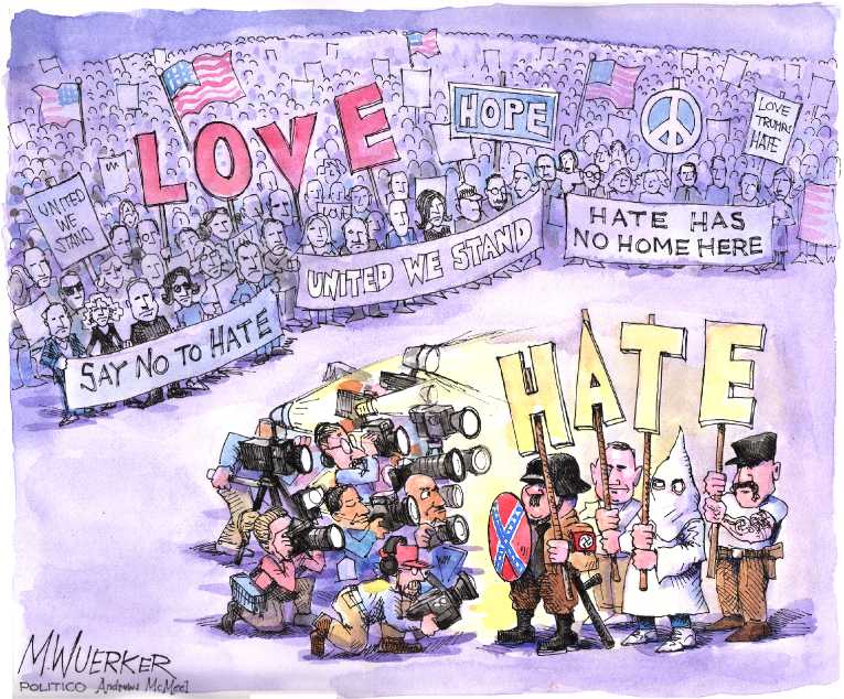 Political/Editorial Cartoon by Matt Wuerker, Politico on Trump Supporters Rally