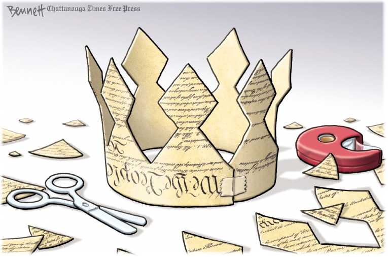 Political/Editorial Cartoon by Clay Bennett, Chattanooga Times Free Press on Trump Proud of Accomplishments