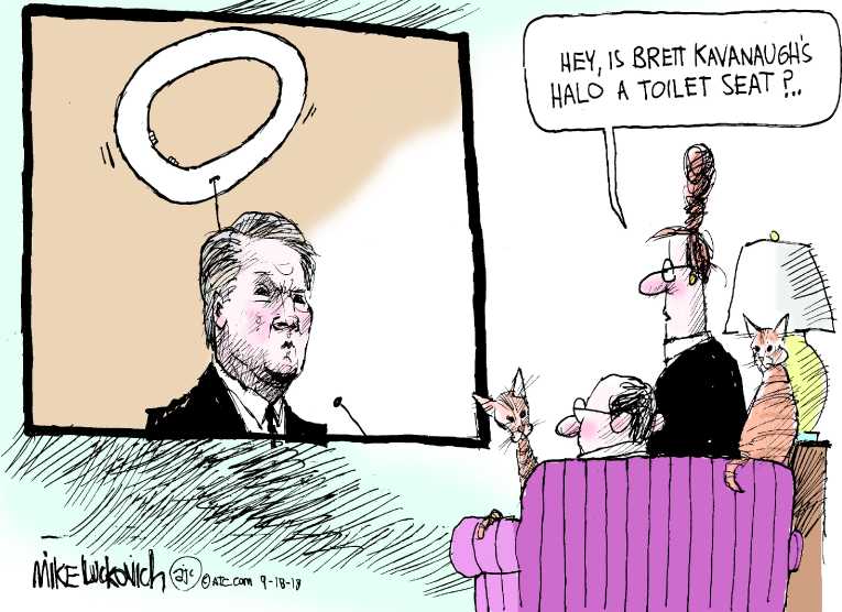 Political/Editorial Cartoon by Mike Luckovich, Atlanta Journal-Constitution on Kavanaugh Accused of Sexual Assault