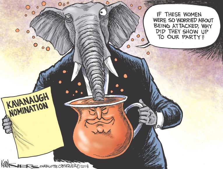 Political/Editorial Cartoon by Kevin Siers, Charlotte Observer on Multiple Accusers Come Forward