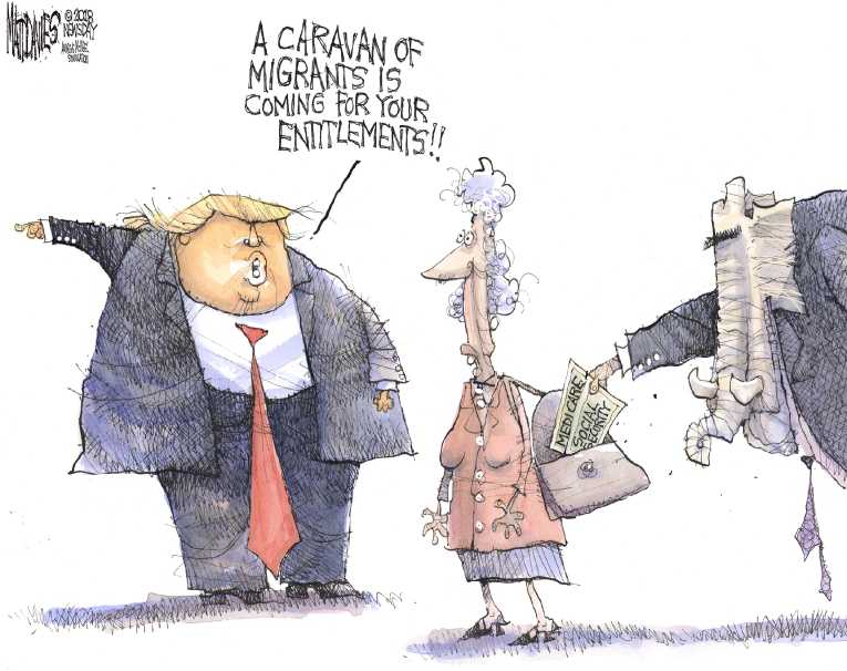 Political/Editorial Cartoon by Matt Davies, Journal News on GOP Seeks “Entitlements” Cut