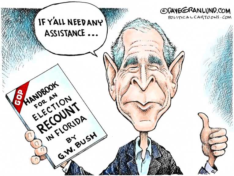 Political/Editorial Cartoon by Dave Granlund on Recounts Underway