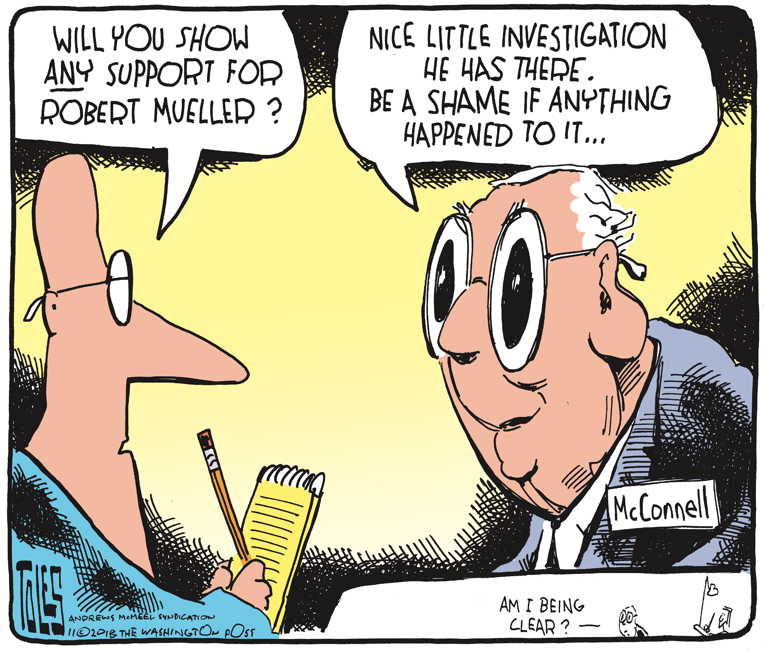 Political/Editorial Cartoon by Tom Toles, Washington Post on Trump Submits Written Answers