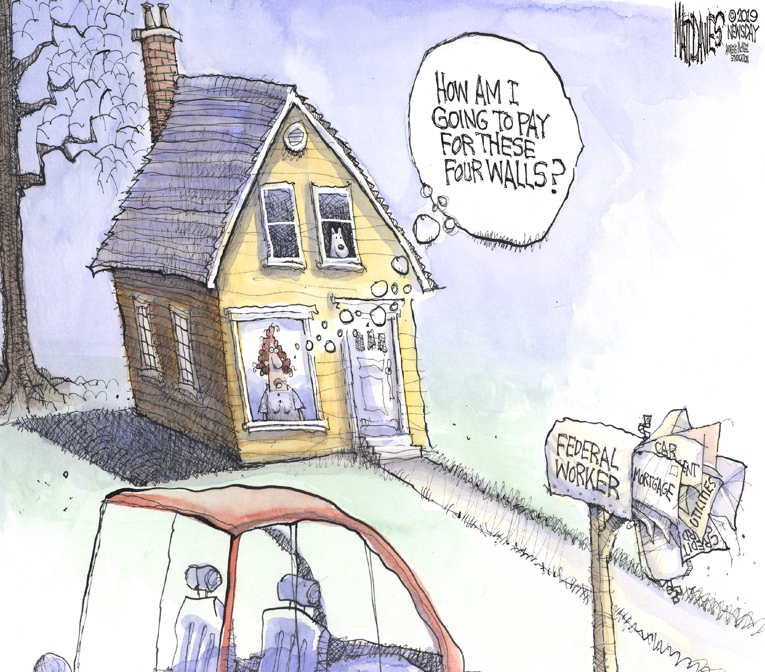 Political/Editorial Cartoon by Matt Davies, Journal News on President Demands Wall Funding