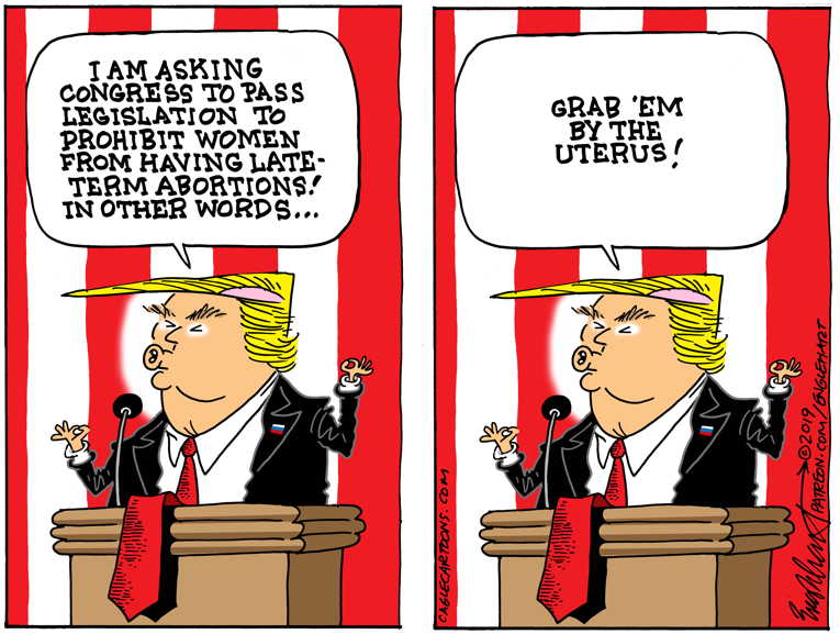 Political/Editorial Cartoon by Bob Englehart, Hartford Courant on Trump’s Election a Miracle