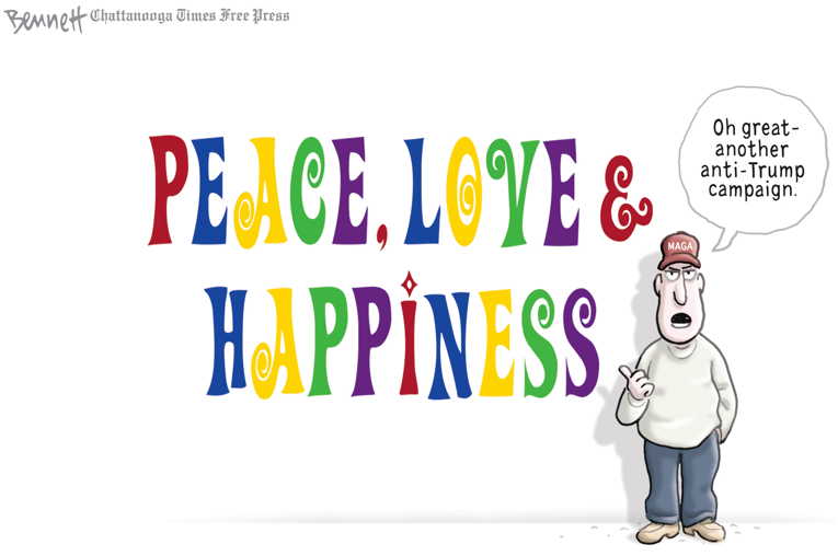 Political/Editorial Cartoon by Clay Bennett, Chattanooga Times Free Press on Trump Supporters Standing Firm