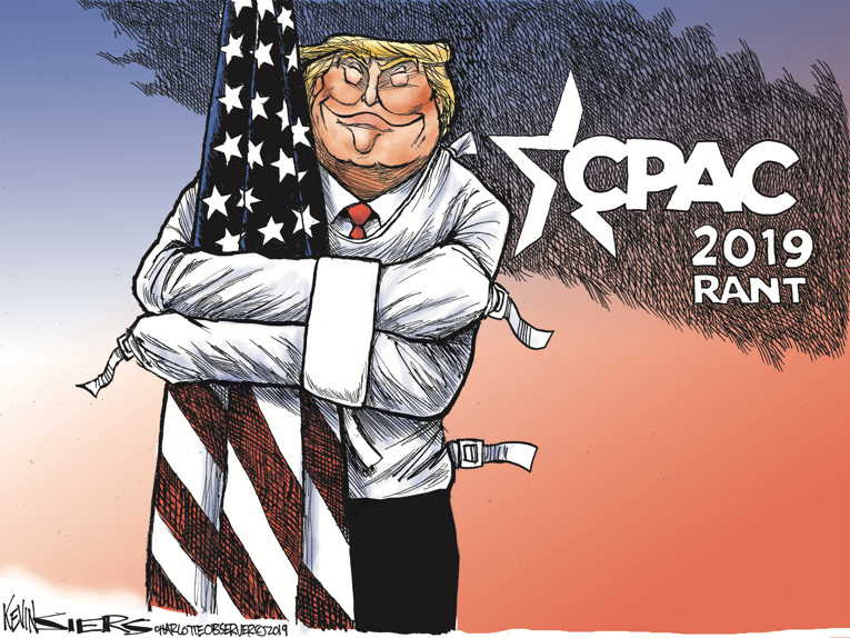 Political/Editorial Cartoon by Kevin Siers, Charlotte Observer on Trump Goes Off Script