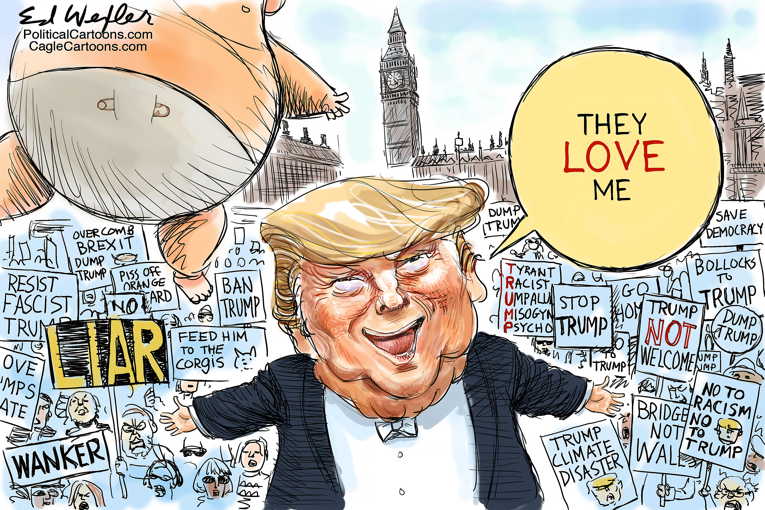 Political/Editorial Cartoon by Ed Wexler, PoliticalCartoons.com on President Pleased With Trip