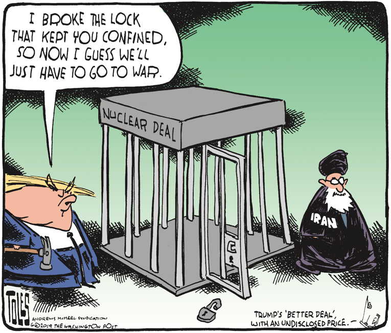 Political/Editorial Cartoon by Tom Toles, Washington Post on US Attempts False Flag