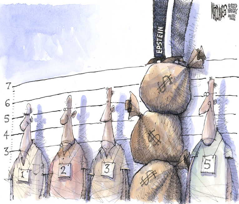 Political/Editorial Cartoon by Matt Davies, Journal News on Acosta Defends Plea Deal